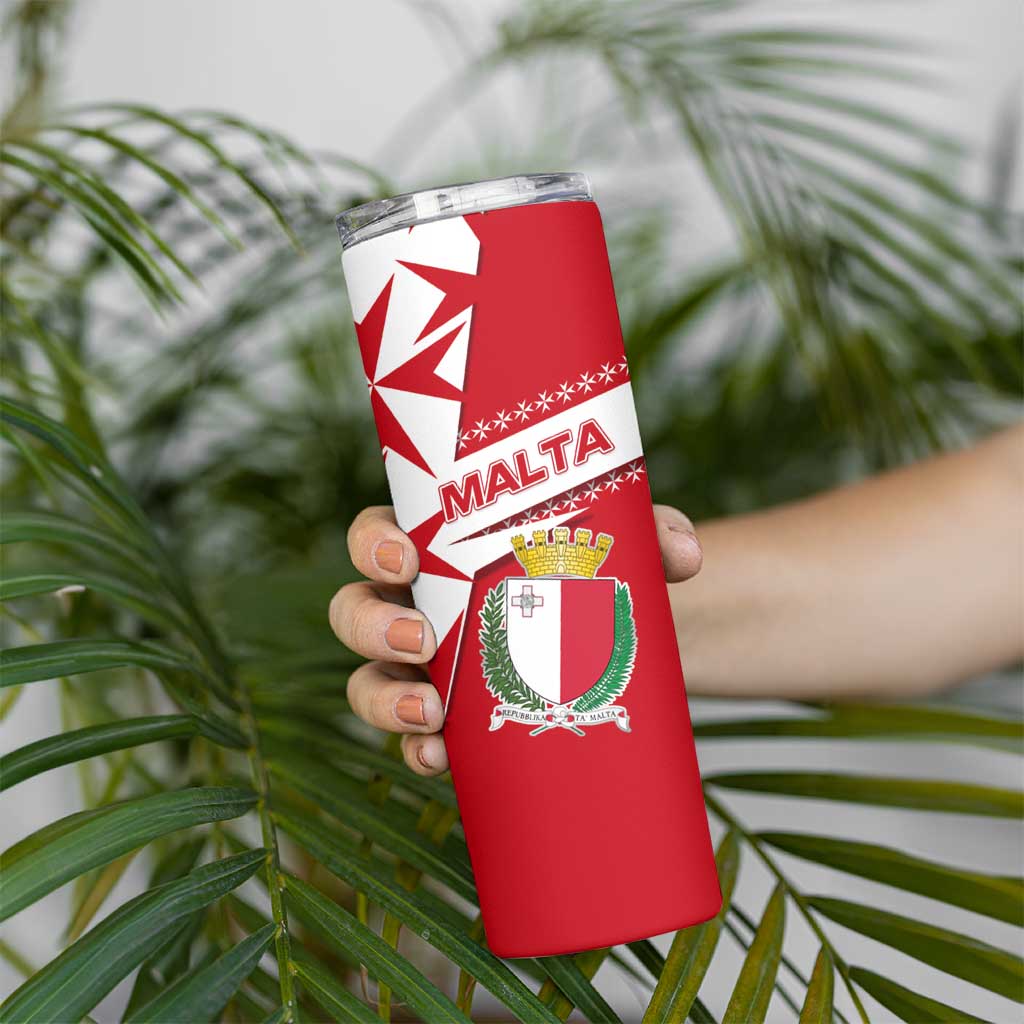 Malta Skinny Tumbler with Red White Starburst Design - Wonder Print Shop