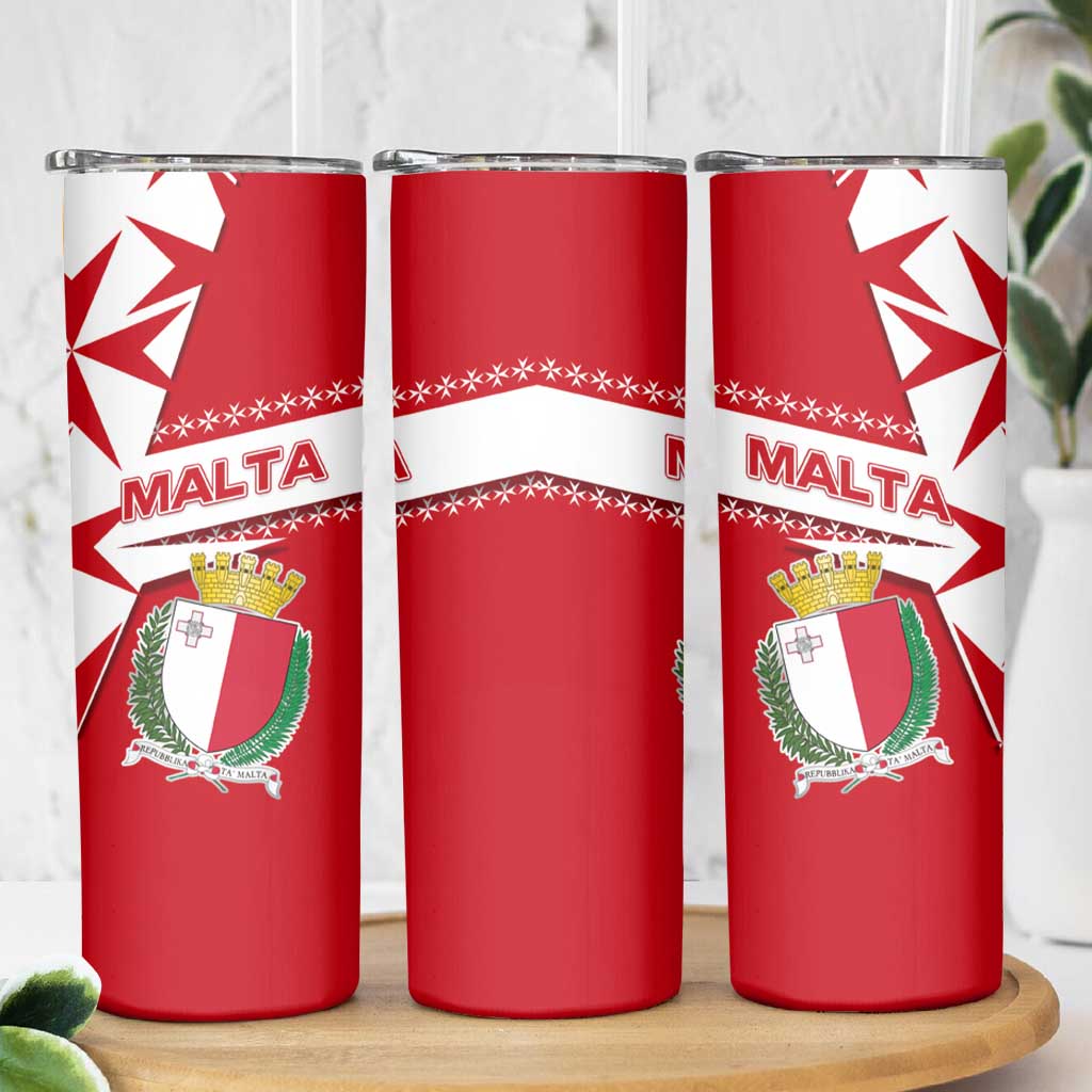 Malta Skinny Tumbler with Red White Starburst Design - Wonder Print Shop