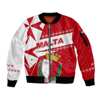 Malta Sleeve Zip Bomber Jacket with Red White Starburst Design - Wonder Print Shop
