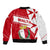 Malta Sleeve Zip Bomber Jacket with Red White Starburst Design - Wonder Print Shop