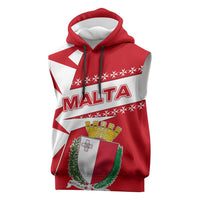 Malta Sleeveless Hoodie with Red White Starburst Design - Wonder Print Shop
