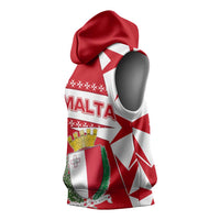 Malta Sleeveless Hoodie with Red White Starburst Design - Wonder Print Shop