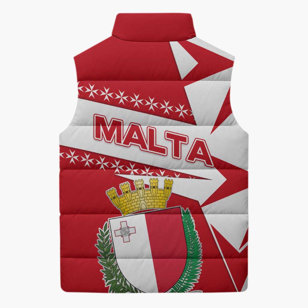 Malta Sleeveless Puffer Jacket with Red White Starburst Design - Wonder Print Shop
