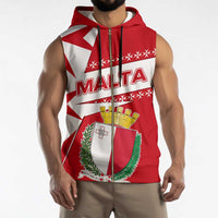 Malta Sleeveless Zip Hoodie with Red White Starburst Design - Wonder Print Shop