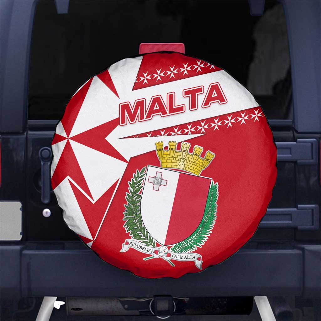 Malta Spare Tire Cover with Red White Starburst Design - Wonder Print Shop