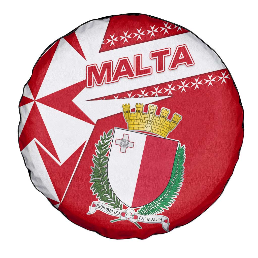Malta Spare Tire Cover with Red White Starburst Design - Wonder Print Shop