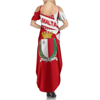 Malta Summer Maxi Dress with Red White Starburst Design - Wonder Print Shop