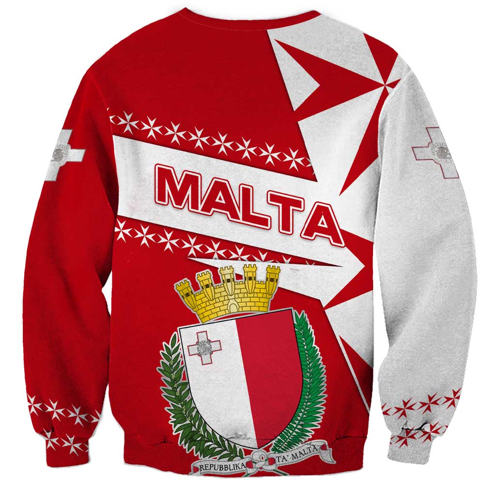 Malta Sweatshirt with Red White Starburst Design - Wonder Print Shop