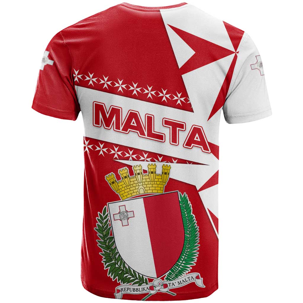 Malta T Shirt with Red White Starburst Design - Wonder Print Shop