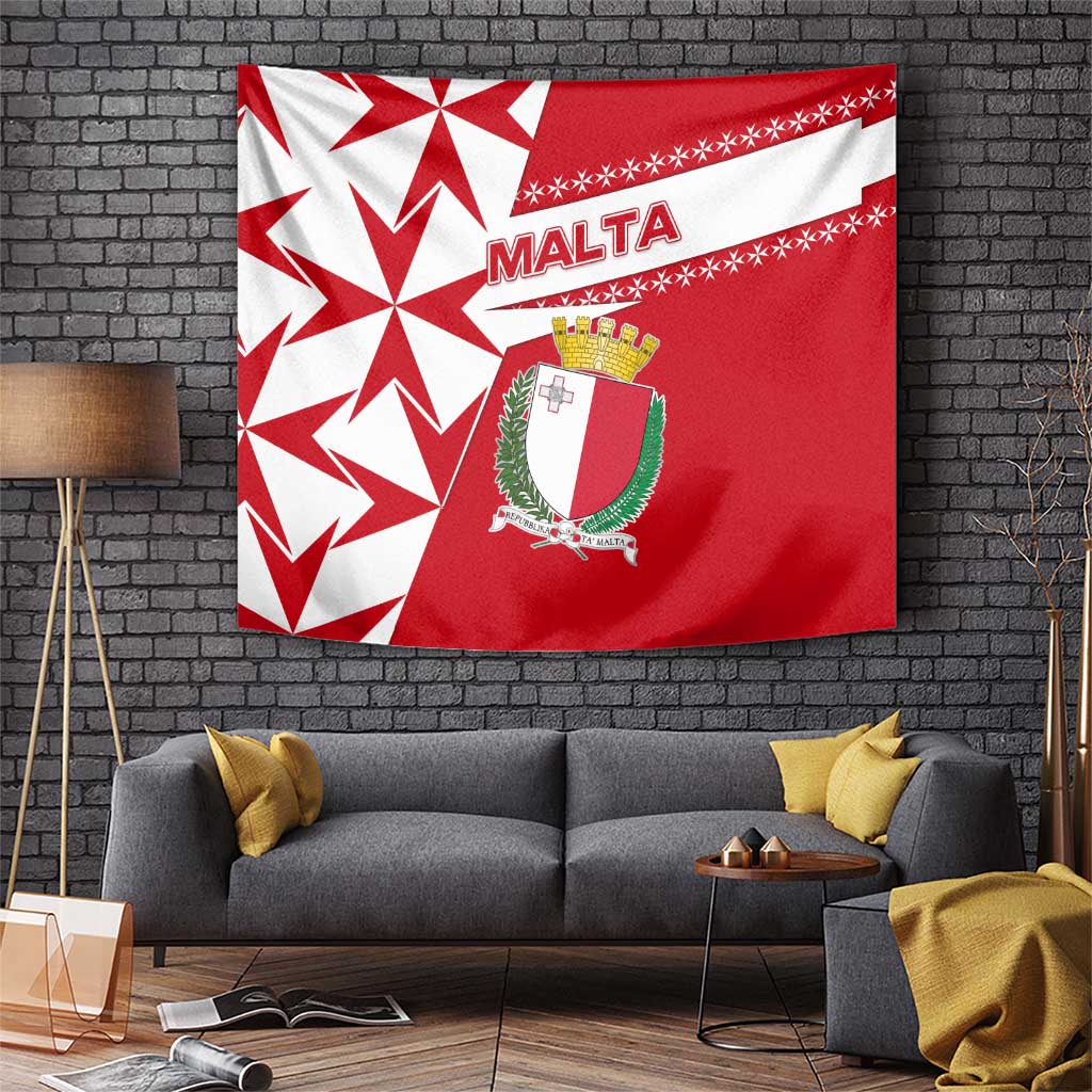 Malta Tapestry with Red White Starburst Design - Wonder Print Shop
