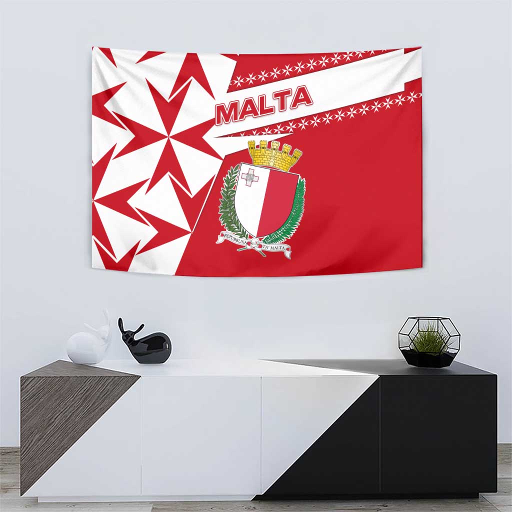Malta Tapestry with Red White Starburst Design - Wonder Print Shop