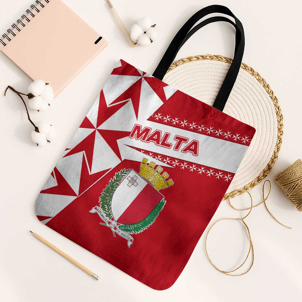 Malta Tote Bag with Red White Starburst Design - Wonder Print Shop
