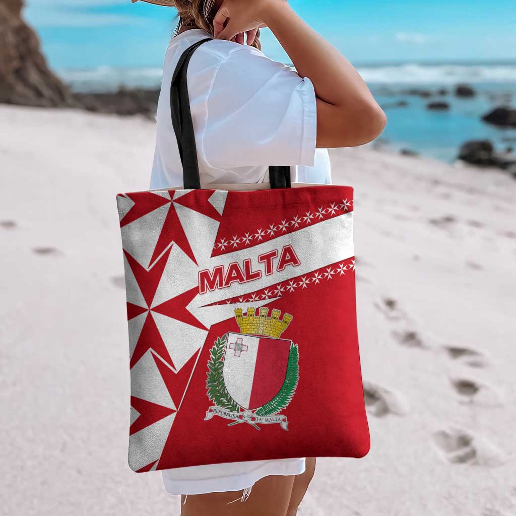 Malta Tote Bag with Red White Starburst Design - Wonder Print Shop