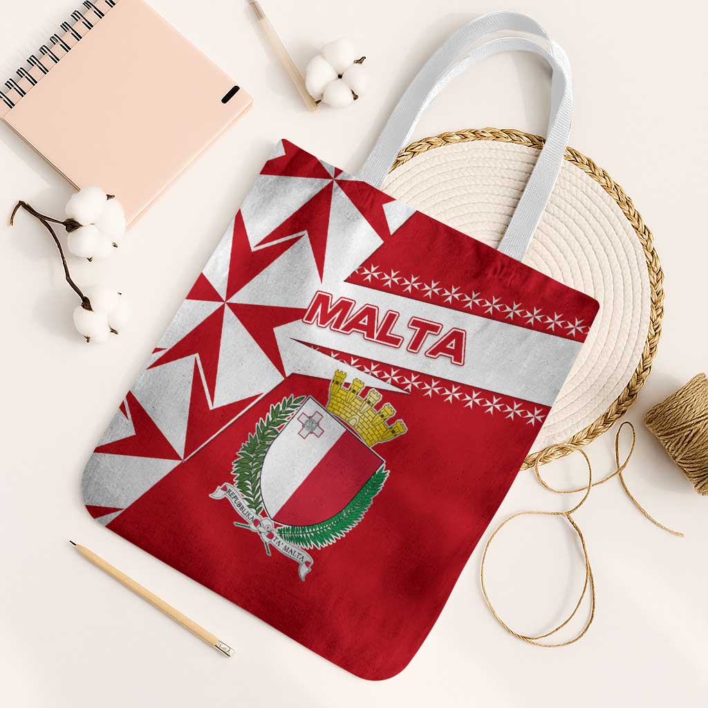 Malta Tote Bag with Red White Starburst Design - Wonder Print Shop
