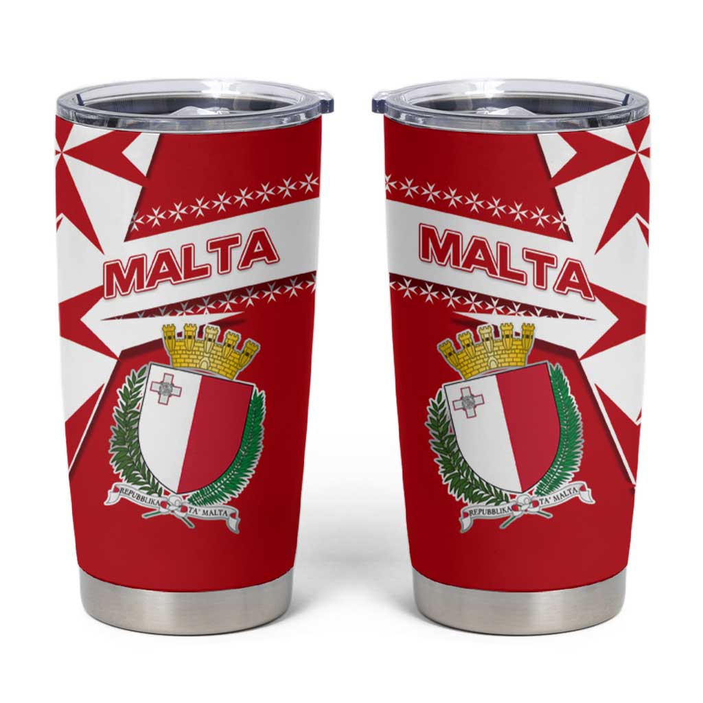 Malta Tumbler Cup with Red White Starburst Design - Wonder Print Shop