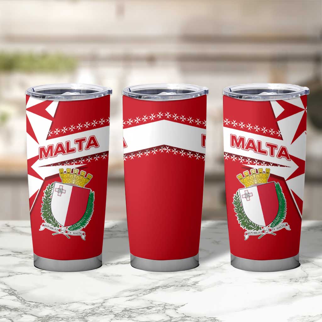 Malta Tumbler Cup with Red White Starburst Design - Wonder Print Shop