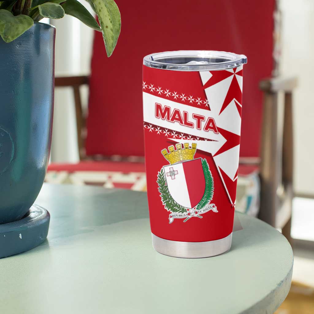 Malta Tumbler Cup with Red White Starburst Design - Wonder Print Shop