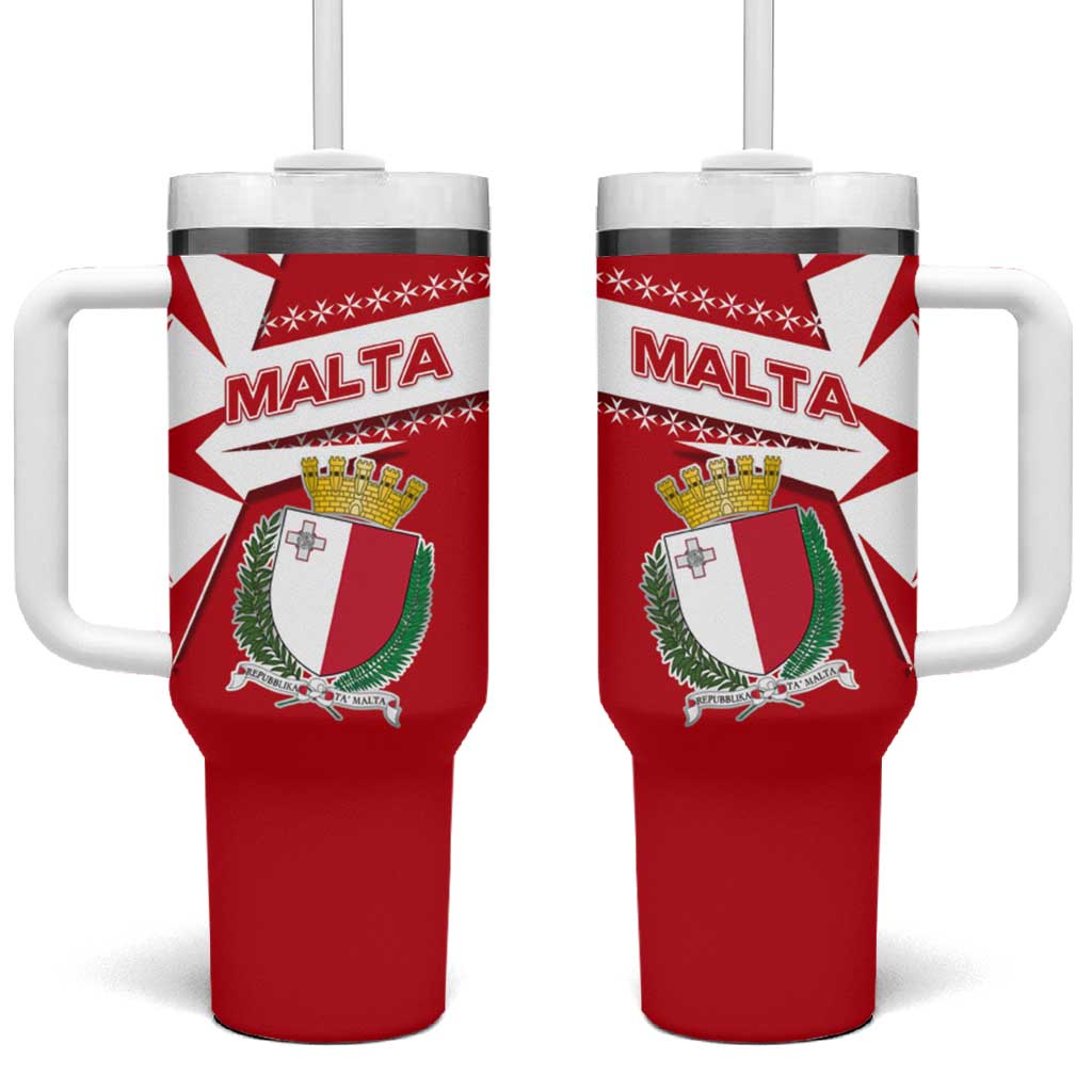Malta Tumbler With Handle with Red White Starburst Design - Wonder Print Shop