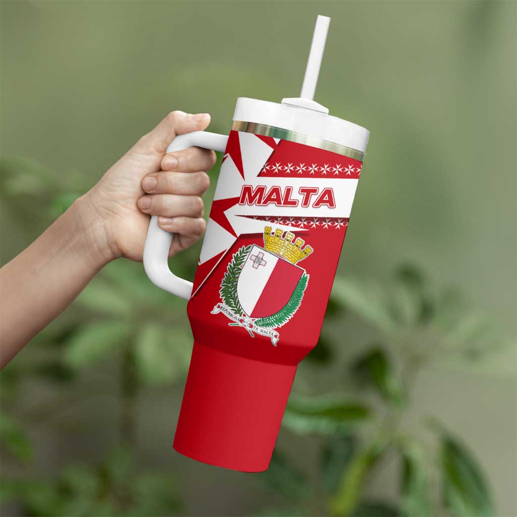 Malta Tumbler With Handle with Red White Starburst Design - Wonder Print Shop