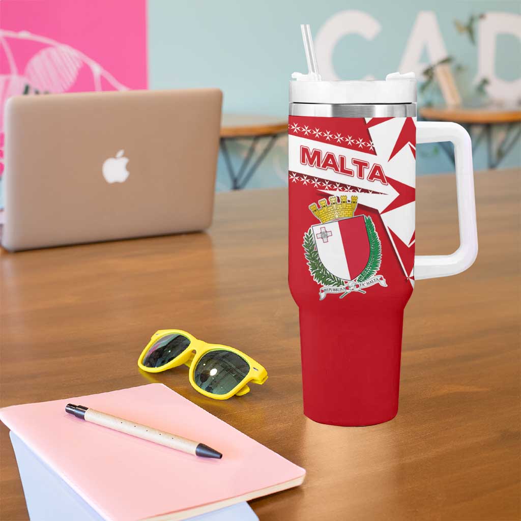 Malta Tumbler With Handle with Red White Starburst Design - Wonder Print Shop