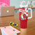 Malta Tumbler With Handle with Red White Starburst Design - Wonder Print Shop