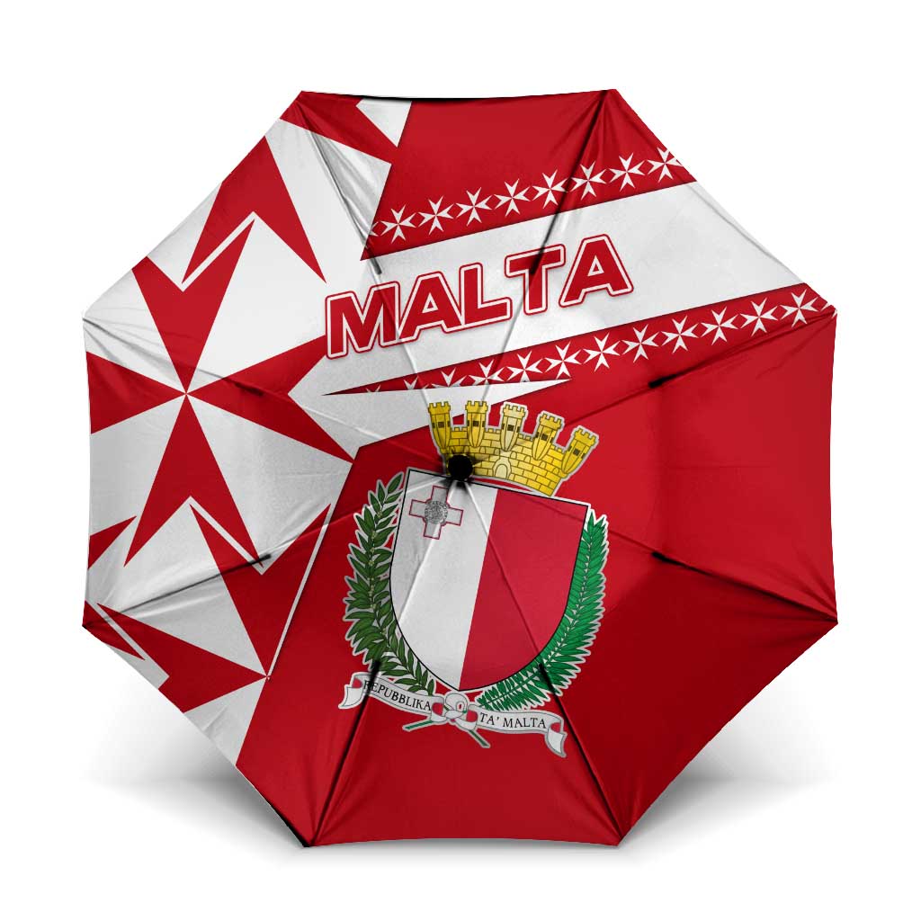 Malta Umbrella with Red White Starburst Design - Wonder Print Shop