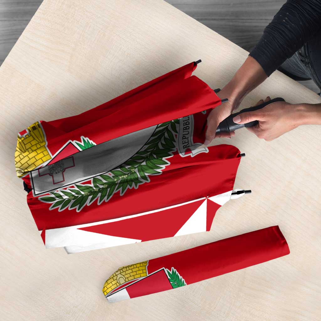 Malta Umbrella with Red White Starburst Design - Wonder Print Shop