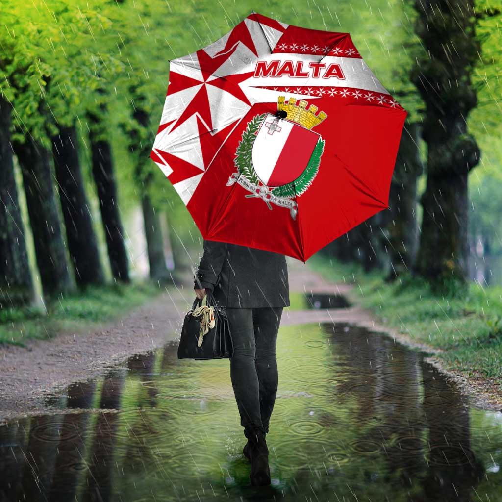 Malta Umbrella with Red White Starburst Design - Wonder Print Shop