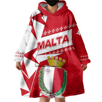 Malta Wearable Blanket Hoodie with Red White Starburst Design - Wonder Print Shop