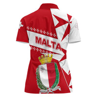 Malta Women Polo Shirt with Red White Starburst Design - Wonder Print Shop