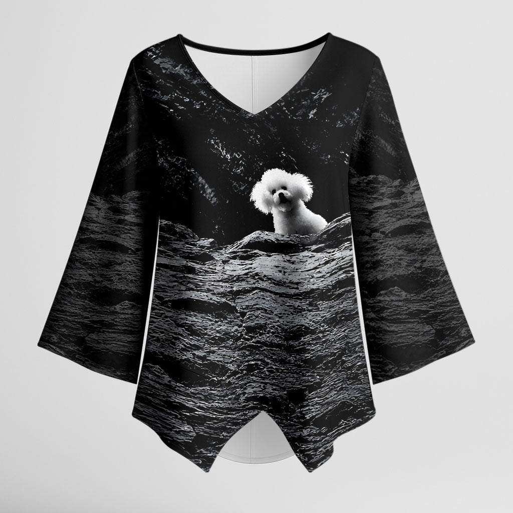 A Little Lamb in the Killer Silence Cute Serial Dog Kimono Sleeve Blouse Pet Lover