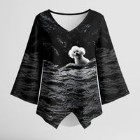 A Little Lamb in the Killer Silence Cute Serial Dog Kimono Sleeve Blouse Pet Lover