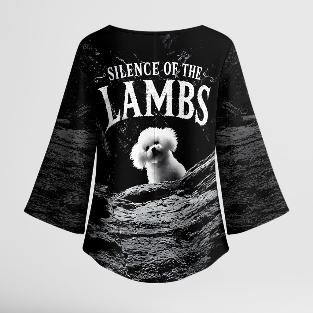 A Little Lamb in the Killer Silence Cute Serial Dog Kimono Sleeve Blouse Pet Lover