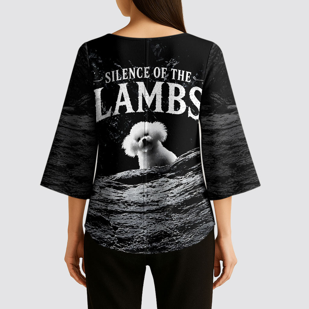 A Little Lamb in the Killer Silence Cute Serial Dog Kimono Sleeve Blouse Pet Lover