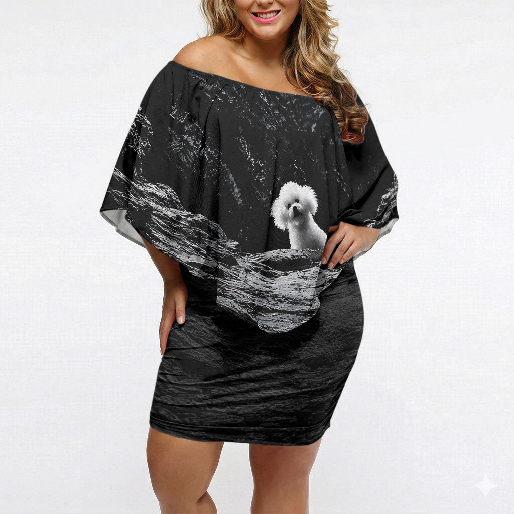 A Little Lamb in the Killer Silence Cute Serial Dog Off Shoulder Short Dress Pet Lover