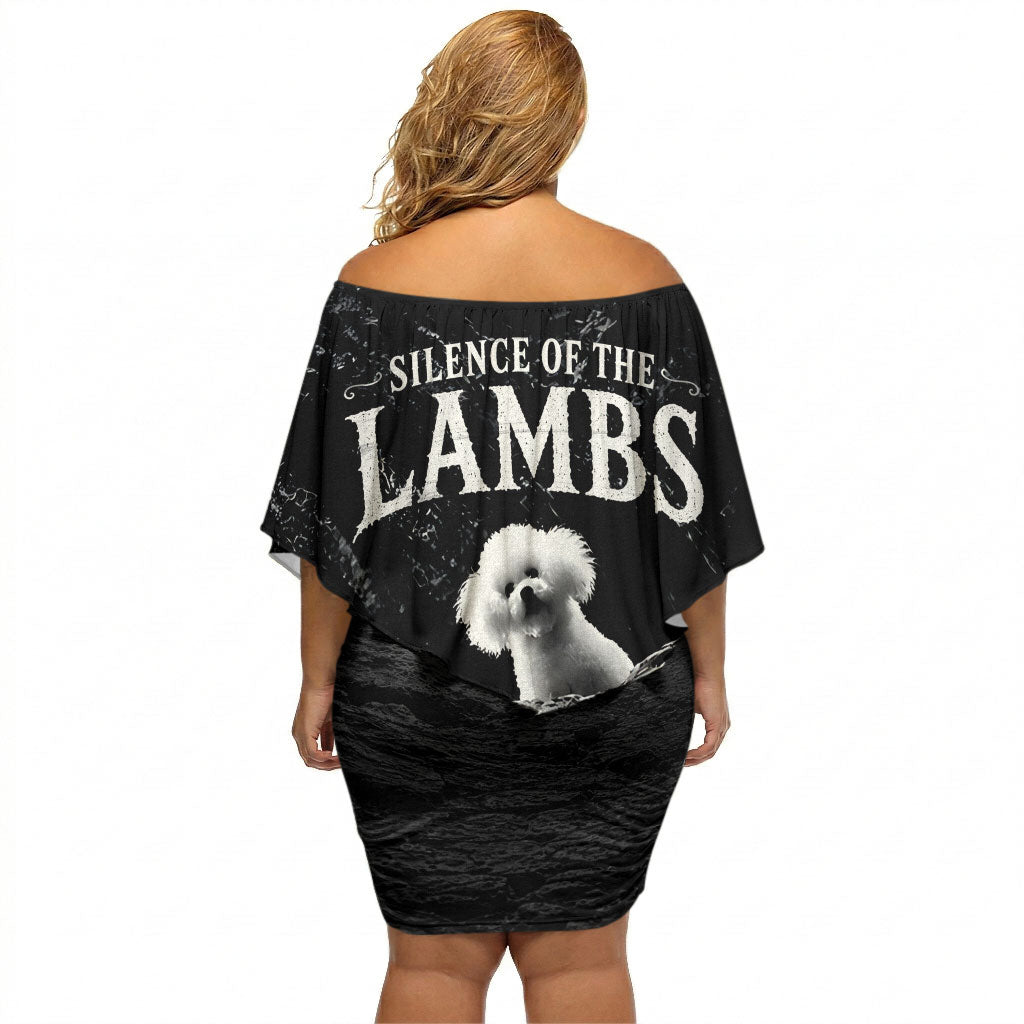 A Little Lamb in the Killer Silence Cute Serial Dog Off Shoulder Short Dress Pet Lover