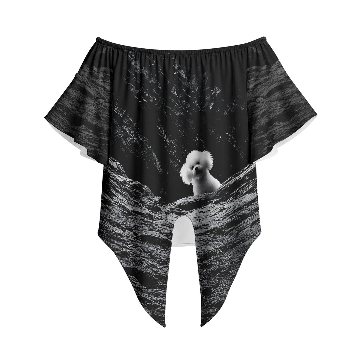 A Little Lamb in the Killer Silence Cute Serial Dog Off Shoulder Wrap Waist Top Pet Lover