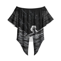 A Little Lamb in the Killer Silence Cute Serial Dog Off Shoulder Wrap Waist Top Pet Lover