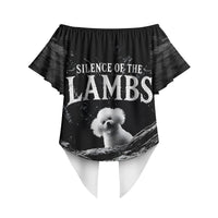 A Little Lamb in the Killer Silence Cute Serial Dog Off Shoulder Wrap Waist Top Pet Lover