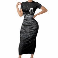 A Little Lamb in the Killer Silence Cute Serial Dog Short Sleeve Bodycon Dress Pet Lover