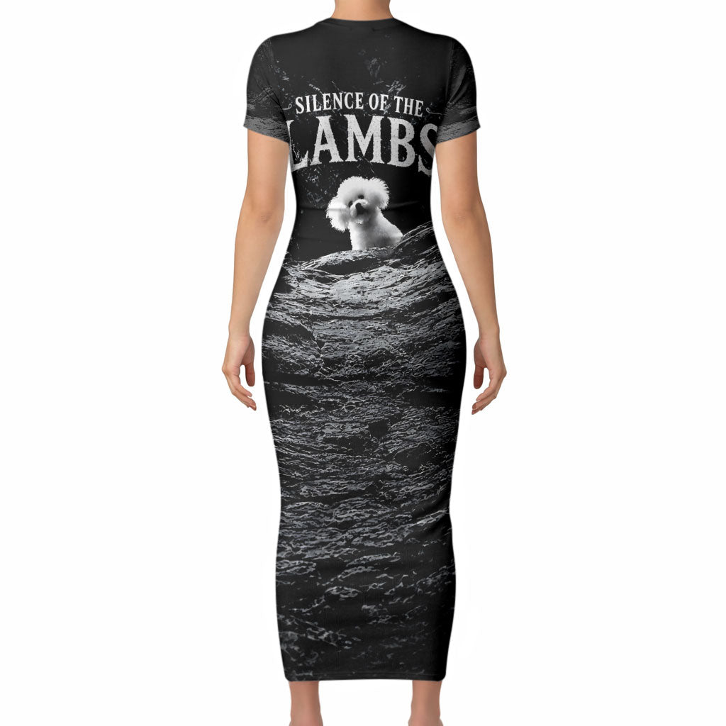 A Little Lamb in the Killer Silence Cute Serial Dog Short Sleeve Bodycon Dress Pet Lover