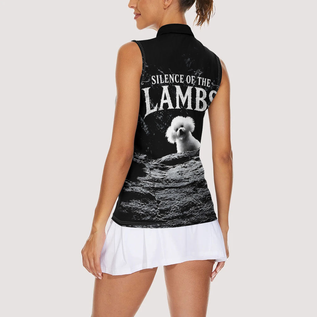 A Little Lamb in the Killer Silence Cute Serial Dog Women Sleeveless Polo Shirt Pet Lover