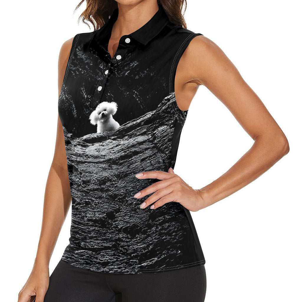 A Little Lamb in the Killer Silence Cute Serial Dog Women Sleeveless Polo Shirt Pet Lover