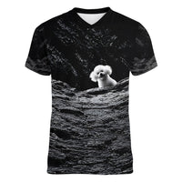 A Little Lamb in the Killer Silence Cute Serial Dog Women V-Neck T-Shirt Pet Lover