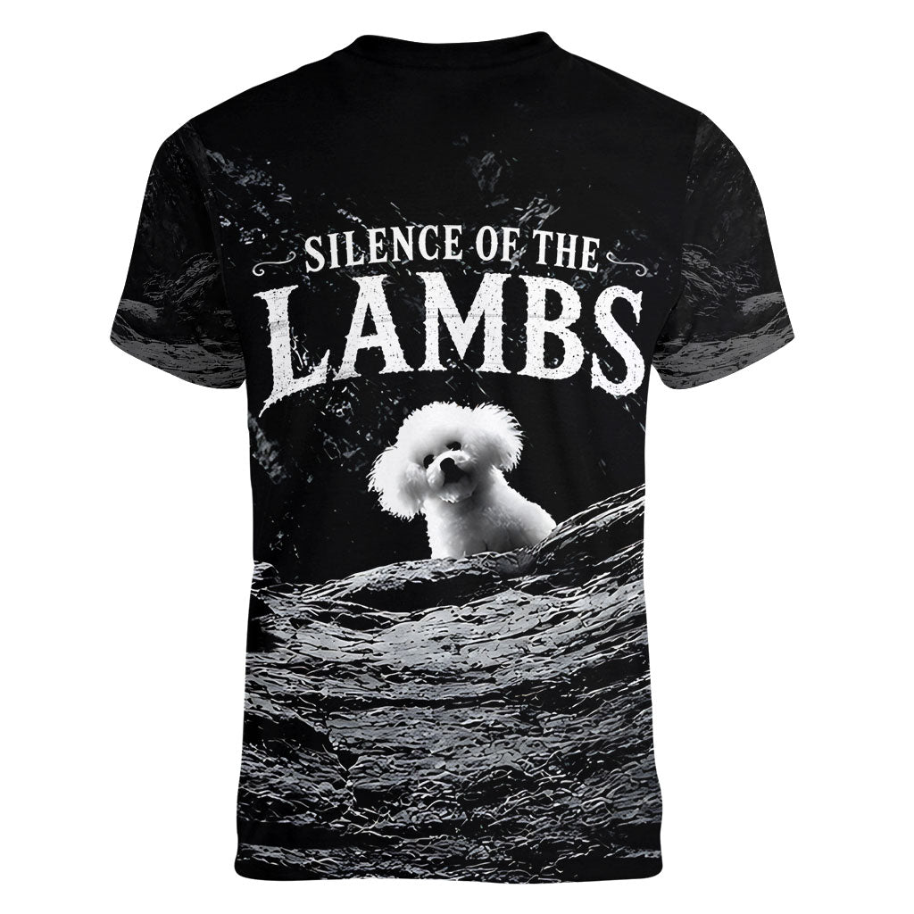 A Little Lamb in the Killer Silence Cute Serial Dog Women V-Neck T-Shirt Pet Lover
