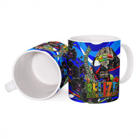 Belize Independence Day 1981 Ceramic Mug Toucan Mayan Pyramid Black Orchid Patriotic
