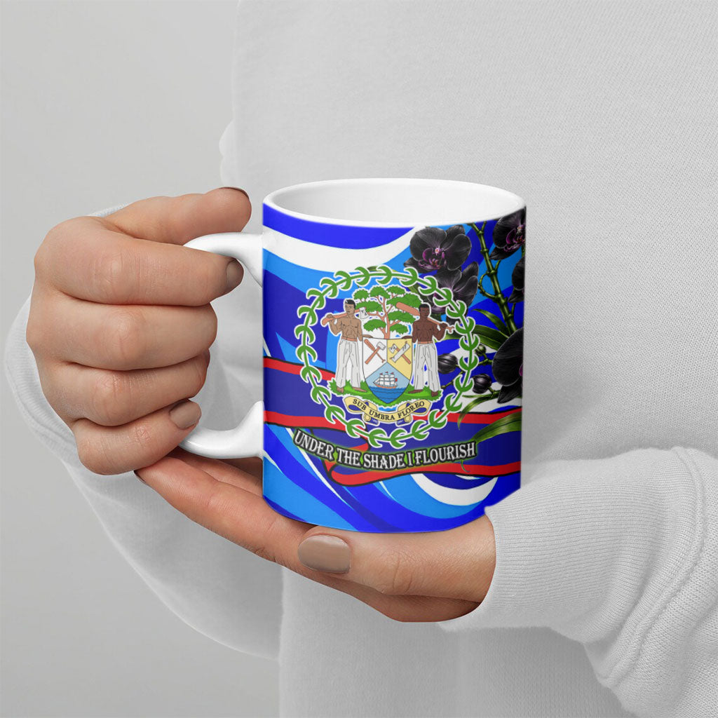 Belize Independence Day 1981 Ceramic Mug Toucan Mayan Pyramid Black Orchid Patriotic