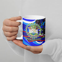 Belize Independence Day 1981 Ceramic Mug Toucan Mayan Pyramid Black Orchid Patriotic