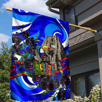 Belize Independence Day 1981 Garden Flag Toucan Mayan Pyramid Black Orchid Patriotic
