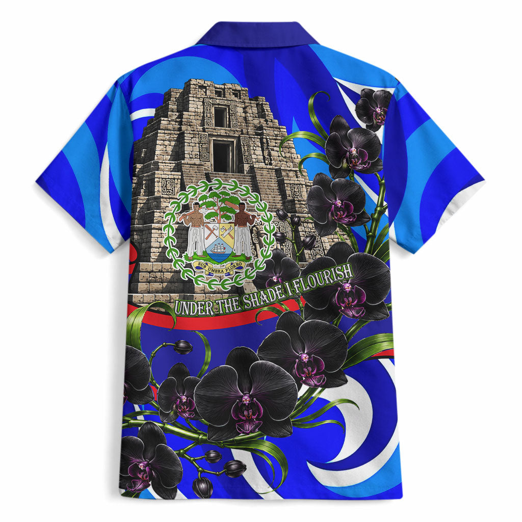 Belize Independence Day 1981 Hawaiian Shirt Toucan Mayan Pyramid Black Orchid Patriotic